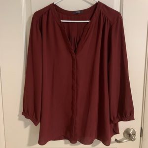 NYDJ Pleat back blouse in deep currant (XL)